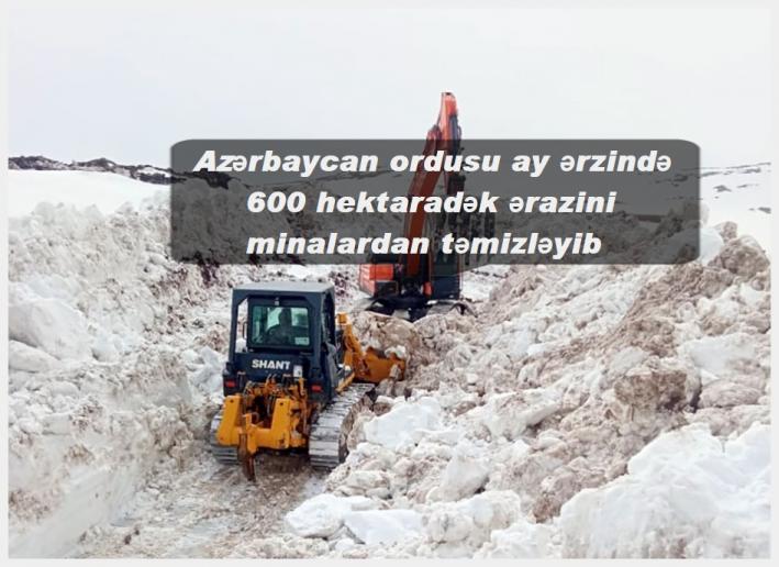 <Azərbaycan ordusu ay ərzində 600 hektaradək ərazini minalardan təmizləyib.....