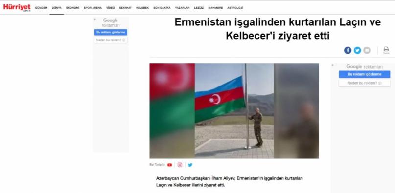 <Türkiyə mediası Azərbaycan Prezidentinin Kəlbəcər və Laçın rayonlarına səfərini geniş işıqlandırıb.....
