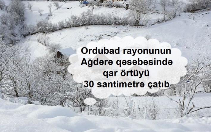 Faktiki hava: Ordubad rayonunun Ağdərə qəsəbəsində qar örtüyünün hündürlüyü 30 santimetrə çatıb.....