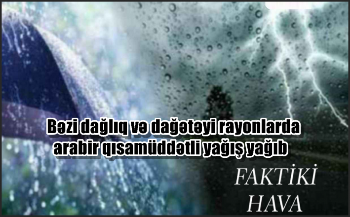 <Bəzi dağlıq və dağətəyi rayonlarda arabir qısamüddətli yağış yağıb